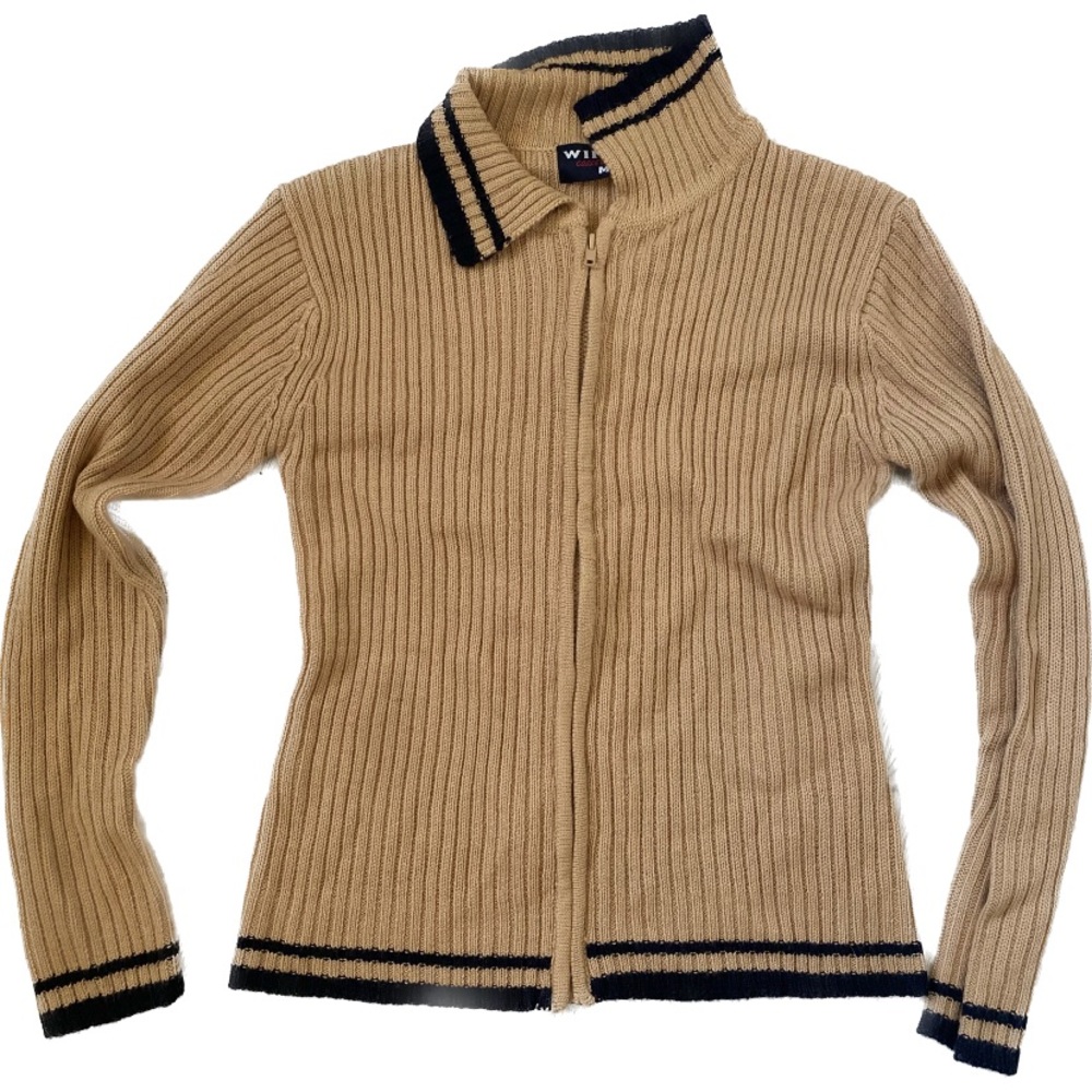 90’s Ribbed Front Zipper Sweater Sz M
